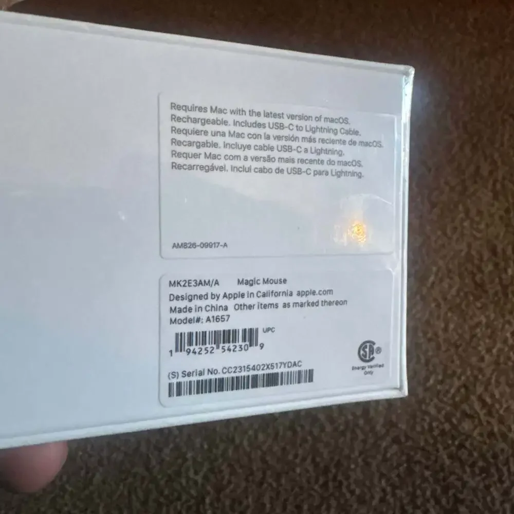 Apple Magic Mouse (USB-C to Lightning Cable) White MK2E3AM/A Model A1657